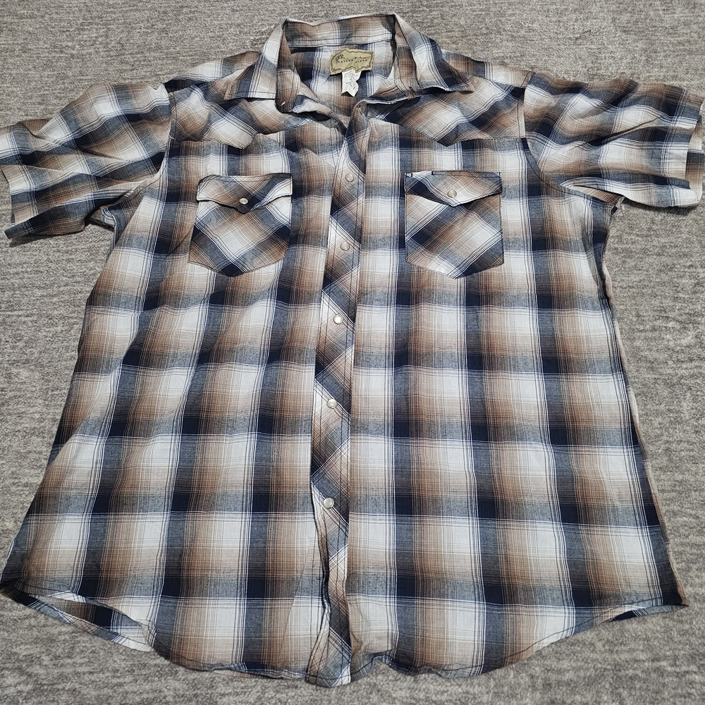 Wrangler Men's Casual Plaid Shirt - Blue and Brown